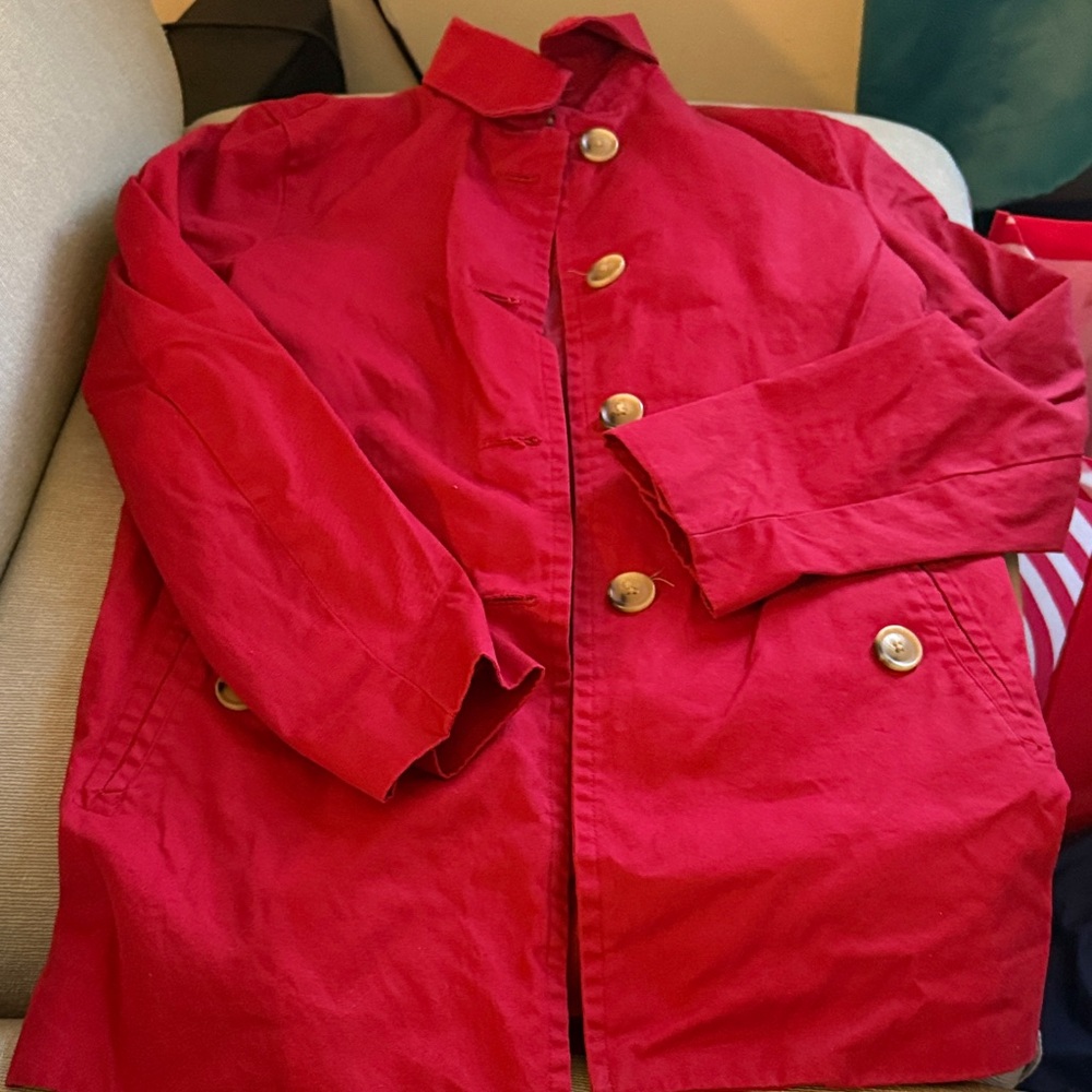 GAP Women's Red Pea Coat with Gold Buttons
